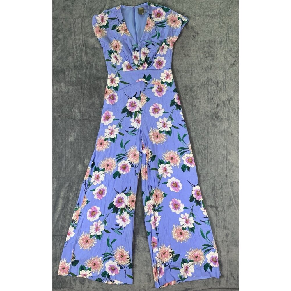 Taylor Jumpsuit Romper Blue Floral Sleeveless Size 2 Tropical Casual